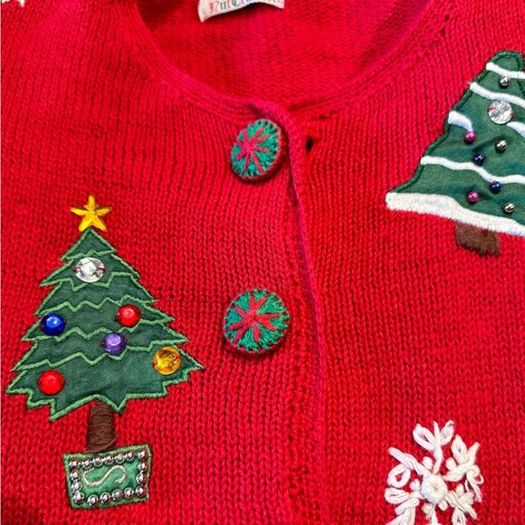 Nutcracker Womens Medium Cotton Ramie Blend Button Up Christmas Sweater - Picture 6 of 8
